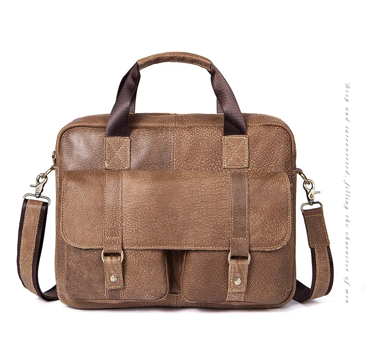Mva мужской портфель из натуральной кожи, Качественная мужская сумка на плечо из коровьей кожи, недорогая деловая сумка для ноутбука, мужская сумка из натуральной кожи - Цвет: mosha-brown