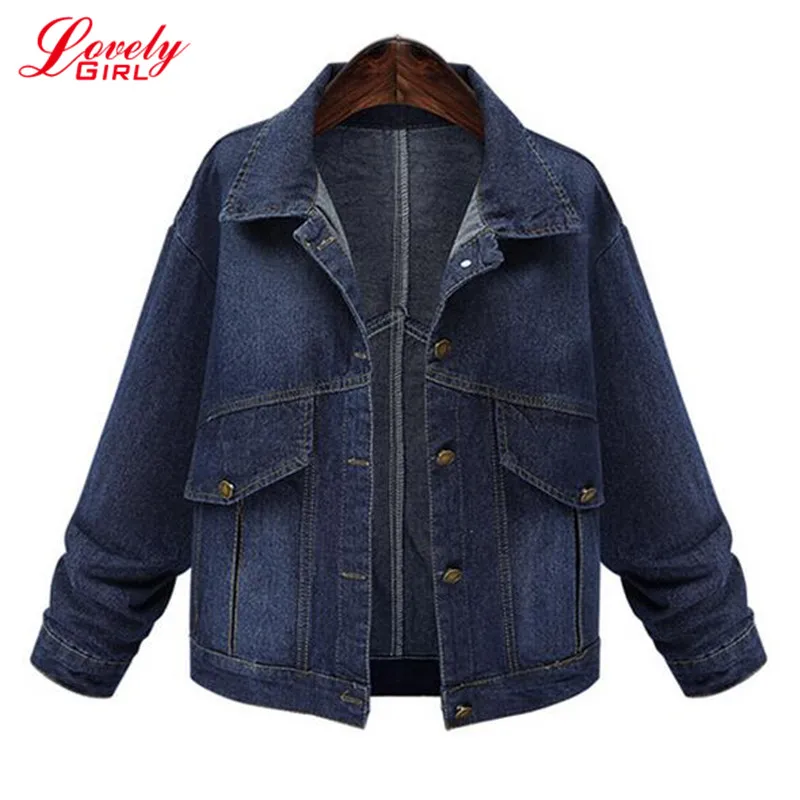 

Plus Size Jeans Jacket Women 2018 Spring New Arrival Euro Style Oversized Denim Jackets Single Breasted Loose Casual Women Coat