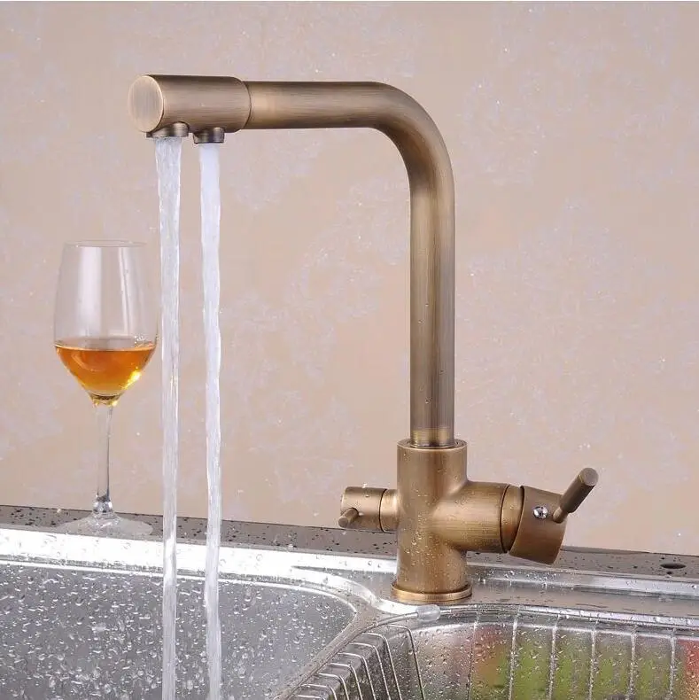 free shipping retail promotion antique brass kitchen sink faucet water purification filter swivel spout mixer taps - Brass Kitchen Sink free shipping retail promotion antique brass kitchen sink faucet water purification filter swivel spout mixer taps - Brass Kitchen Sink