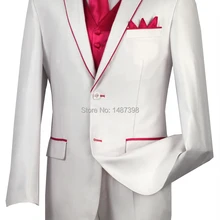 Для мужчин Костюмы реальное изображение Нотч Жених Смокинги для женихов Для мужчин Нарядные Костюмы для свадьбы жених куртка+ Брюки для девочек+ жилет+ галстук