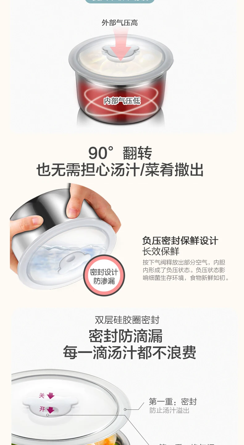1.4L многофункциональный электрический нагревательный Ланч-бокс, подогрев и отпаривания пищи, два слоя, Вакуумный Свежий