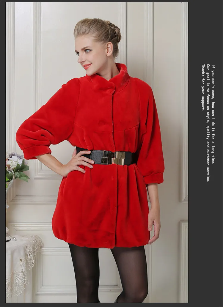 Женское тонкое черное фиолетовое красное пальто из кроличьего меха N9