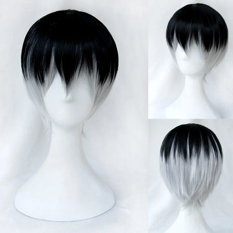 Black To Silver Ombre Short Hair Find Your Perfect Style Black Silver Short Hair Free Shipping On 12inch Hot Heat Resistant Synthetic Straighttokyo Ghoul Ombre
