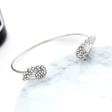HUMANO FINO-pulsera con alas de Ángel a la moda para mujer, brazalete de cristal plateado, ajustable
