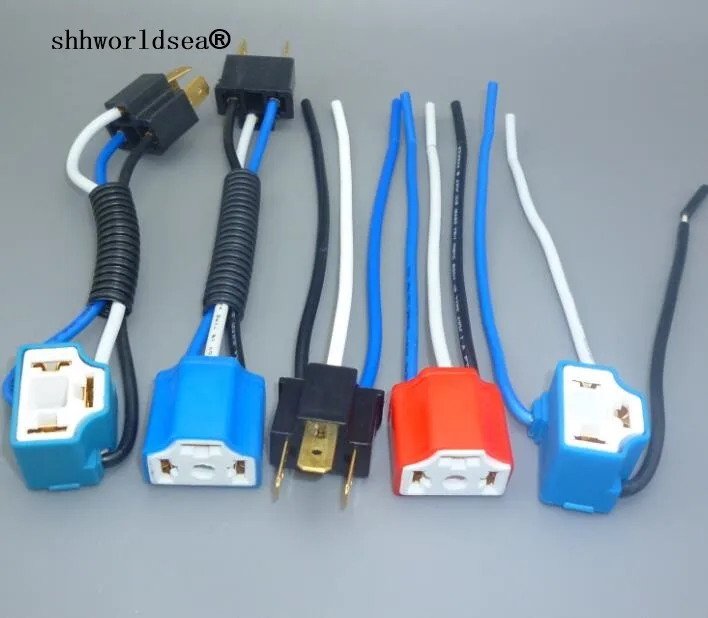 

shhworldsea 1pcs H4 9003 Car Truck Female male Ceramic Headlight Extension Connector Plug Light Lamp Bulb Socket Adapter 12V 24V