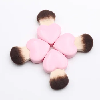 

Hot sale Unique Cute Pink Sweet Heart Shaped Handle Super Fine White Hair Faced Perfect Portable Makeup Powder Brushes
