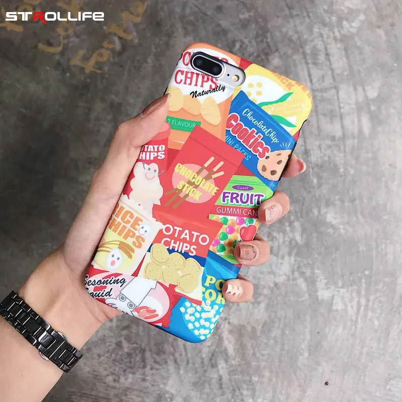 STROLLIFE Nostalgic Snacks Pattern Phone Case for iPhone XS Max XR Cute Cookies Cover IPhone 8 6s 7Plus Matte Soft Shell |