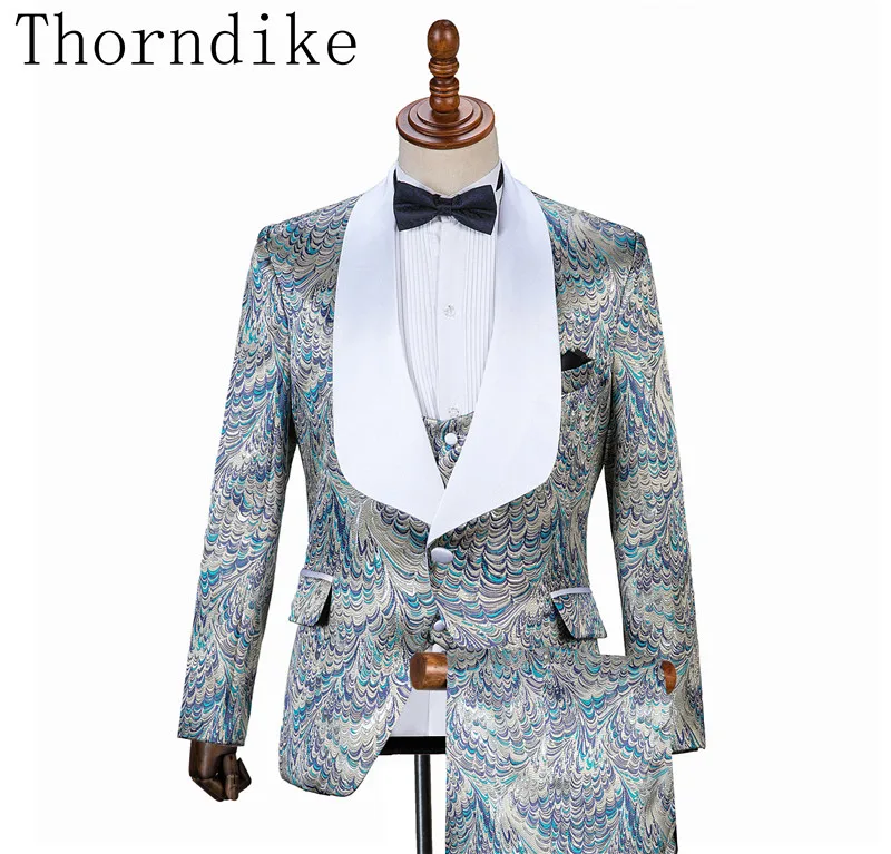 

Blue White Peuple Ripple Men Wedding Suits 2019 New Brand Fashion Design Real Groomsmen Groom Tuxedos Mens Tuxedo Wedding Suits