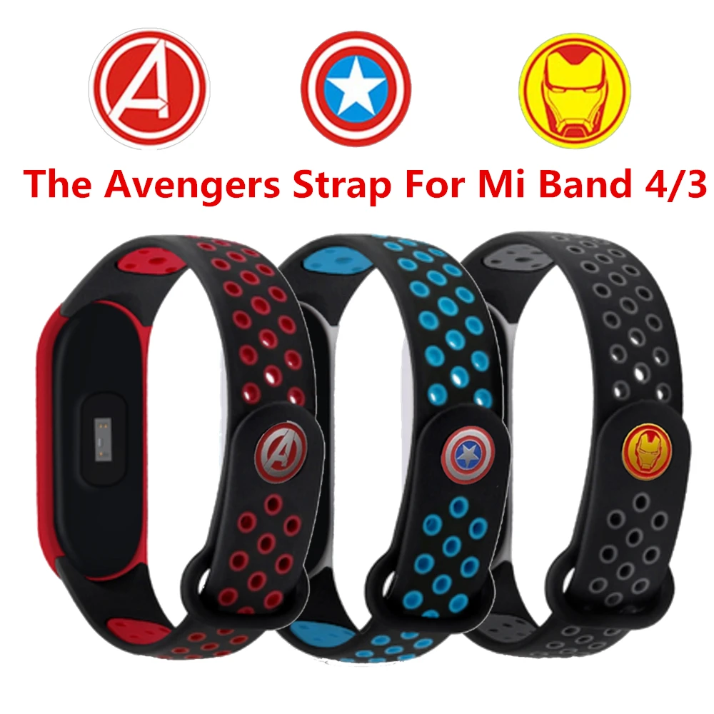 

For Xiaomi Mi Band 4 Strap The Avengers Wristband For Mi Band 3 Bracelet For Xiaomi Band 4 Nfc Replacement Strap For Mi Band 4 3