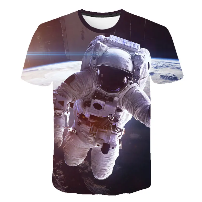 Детская футболка с космосом космонавты короткие футболки для девочек Детская жилетка одежда для малышей Топы для мальчиков, футболки для подростков