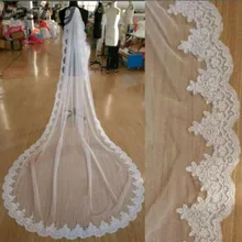 Белые цвета слоновой кости реальные фотографии высокого качества 1 яруса собора кружевная свадебная вуаль с расческой свадебные аксессуары, фата Veu de Noiva
