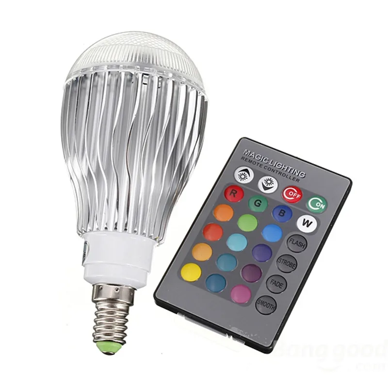 Top DHL Free!!! GU10/E14/B22 9W 15W RGB LED Bulb 16 Color Changeable RGB LED Lamp with IR remote control+24keys AC85-265V 1