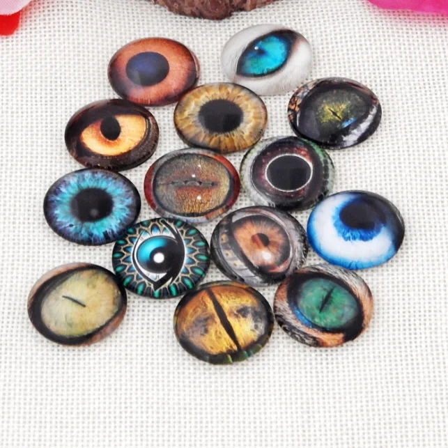 

different type Animal eyes glass Mosaic Printed Glass Dome Cabochons Mosaic Tiles for Crafts