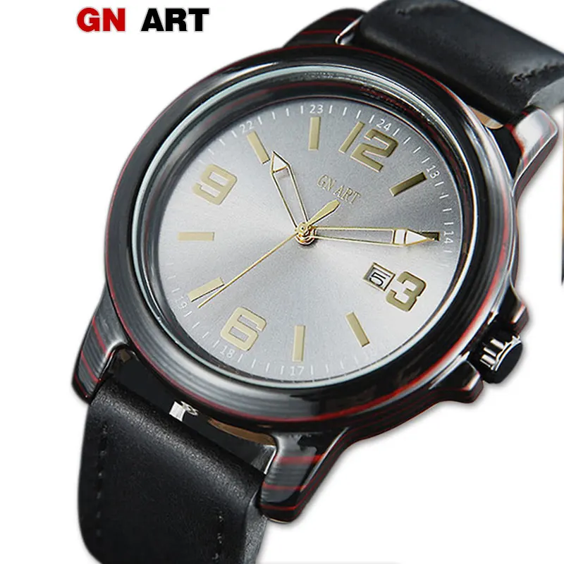 

Gents Watche Unik Carbon Fibre Sports Watches Quartz Analog Date Watch Men Leather Military Waterproof Watch relogio masculino
