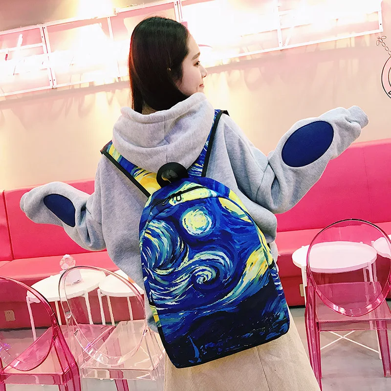 Menghuo Brand 2017 Daily Women Backpack for School Teenager Girls Boys Full Printed Nylon Travel Backpacks Casual Bags Mochilas (44)
