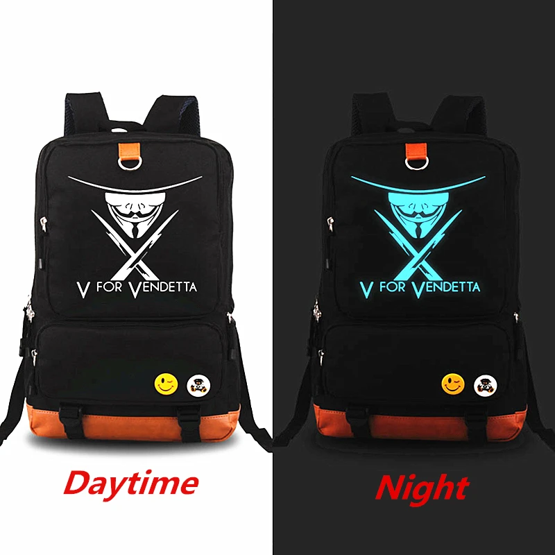 

New Arrivals V word Luminous Backpack Rucksack Teenagers School bag Large Capacity Casual Bag Laptop bag Mochila Men backpacks