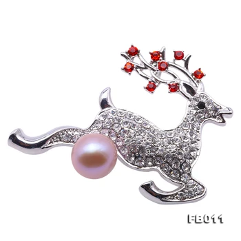

JYX Fine Christmas Elk Brooch Deer-shape Natural Lavender Freshwater Pearl Brooches Pins Clips Best Gift For Lover