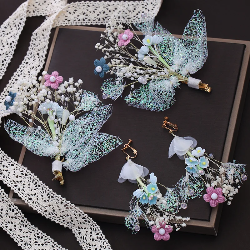 

Bride's headdress Mori flower hair set Korean wedding accessory Super fairy wedding photo jewelry