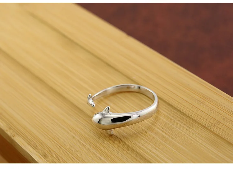 OMHXZJ, модное простое кольцо с дельфинами для влюбленных пар, 925 пробы Серебряное кольцо с открытой регулировкой для женщин и мужчин, подарок RG06