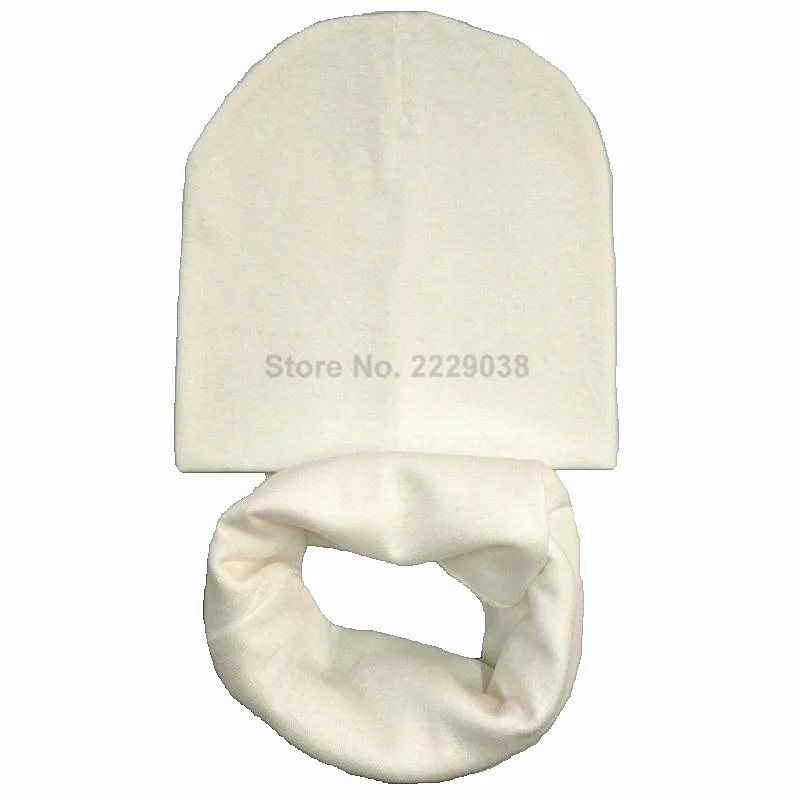 1 комплект, осенне-зимняя вязаная детская шапка для девочек, вязанная шапка для мальчика, детские шапки, детские шляпы, шарф, воротники, gorros infantiles invierno - Цвет: white solid set