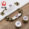 KAK Antique Bronze Ceramic Cabinet Handles Zinc Alloy Drawer Knobs Wardrobe Door Handles Morning Glory European Furniture Handle ► Photo 3/6