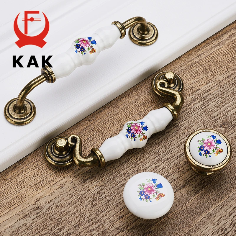 KAK Antique Bronze Ceramic Cabinet Handles Zinc Alloy Drawer Knobs Wardrobe Door Handles Morning Glory European Furniture Handle KAK Antique Bronze Ceramic Cabinet Handles Zinc Alloy Drawer Knobs Wardrobe Door Handles Morning Glory European Furniture Handle