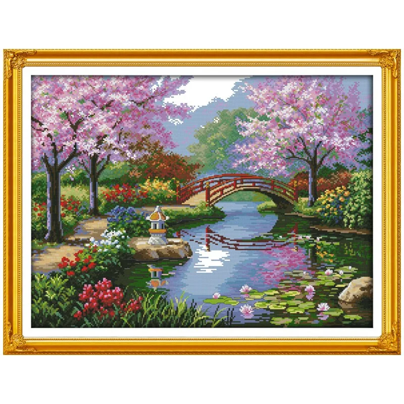 The Beautiful Scenery Of Park Craft Counted Cross Stitch Patterns Kits 11ct Printed On Canvas Painting Home Decor Package Aliexpress