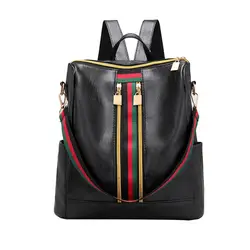 Повседневная полосатая женская сумка на молнии модная качественная простая Молодежная Студенческая сумка тренд женские рюкзаки сумка