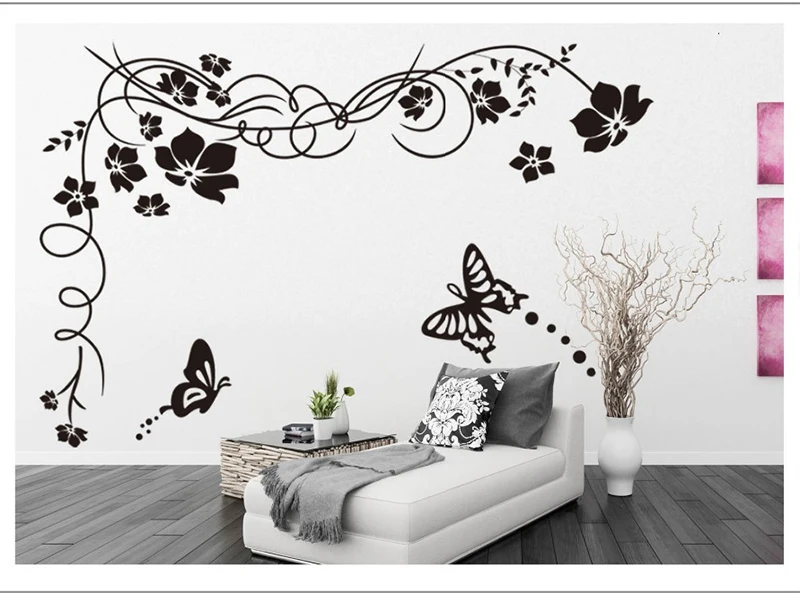 

TV Wall Beautiful Decor High Quality Flower Butterfly Girl Room Decoration Removable Home Decoration Accessories Stickers