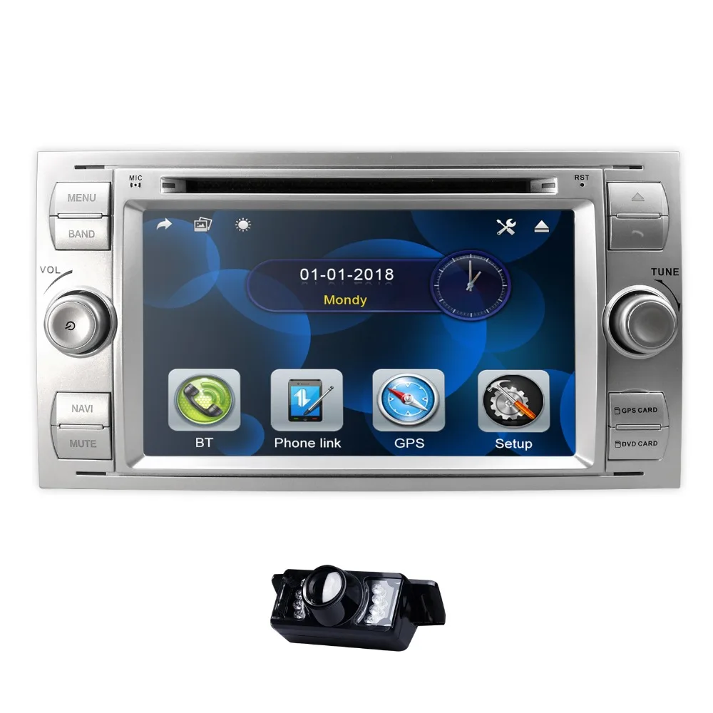 Best Free Camera +8G Map card Car DVD MP5 Player For Ford Focus/Mondeo/Transit/C-MAX/Fiest GPS DVR DAB+  RDS 1080P USB Cam in SWC 1