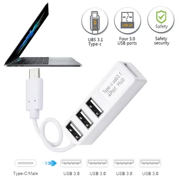 

Type-C To 4-Port USB 3.0 Hub USB 3.1 Adapter For MacBook Pro(2016) and Other Type-C Supported Devices 66#