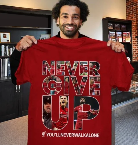 

Liverpool Never Give Up You'll Never Walk Alone T Shirt Red Cotton Men S-3XL