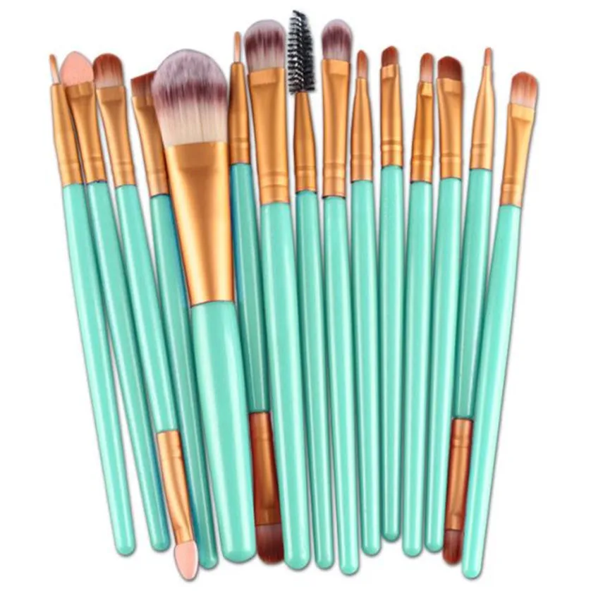 

15 pcs Women Popular Makeup Brush Set tools Make-up Toiletry Kit Wool Make Up Brush Set Freeshipping 40p1215