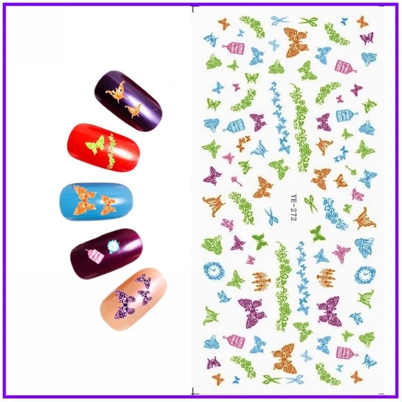 10 шт ногтей Красота воды Наклейка слайдер татуировки цветы галстук-бабочка улыбающиеся лица зонтик YEQC01-10