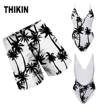 THIKIN клипсы для фото+ веревка узор парные купальники женские Сексуальные Глубокий V Монокини мужские пляжные шорты взрослые летние купальники пляжная одежда