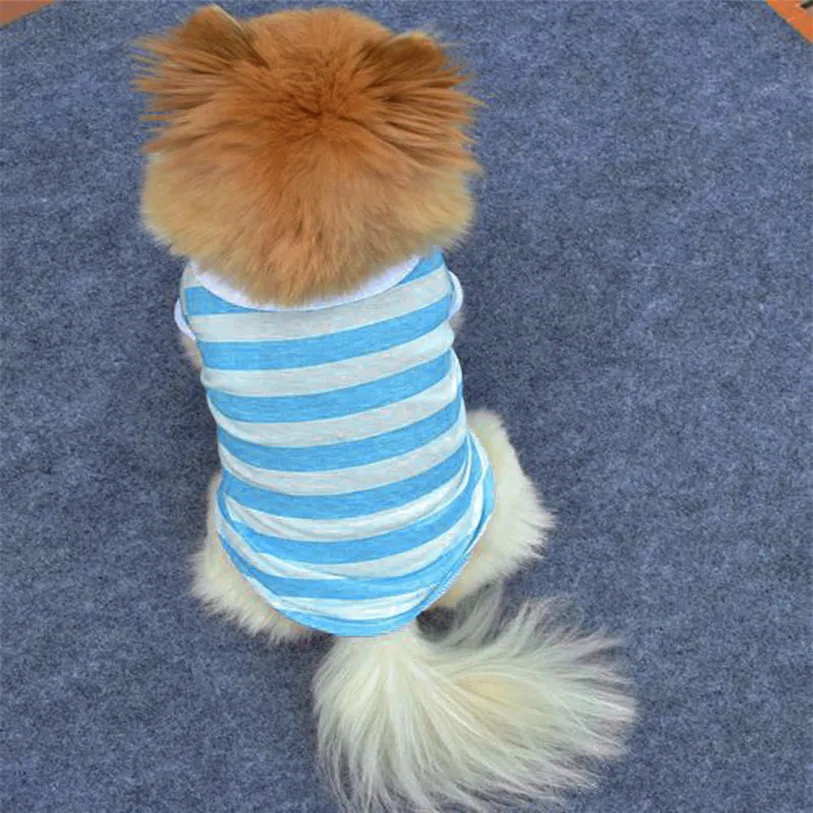 Горячая Милая футболка для собак, одежда с отворотами, полосатая хлопковая одежда для щенков, домашних животных, милые 4 размера, Прямая поставка 3MAR22