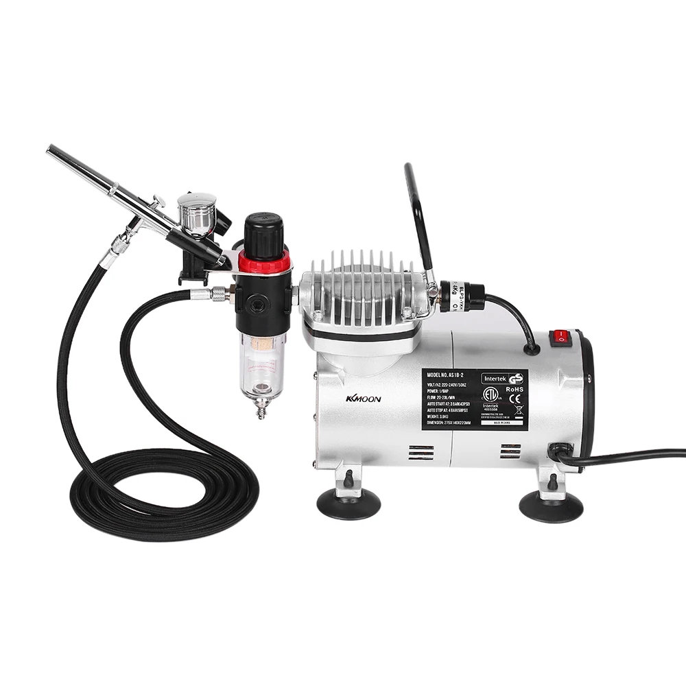 

Gravity Feed Dua Action spray gun Airbrush Piston Air Compressor Kit with Air Hose Airbrush Holder Cleaning Brush 0.3mm Needle