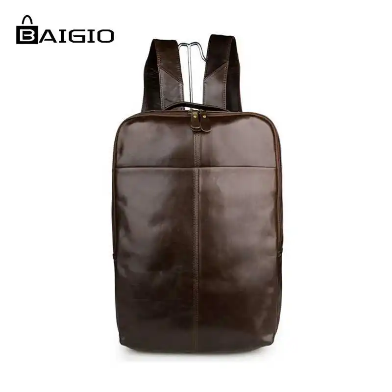 

Baigio 2017 Mens Backpacks Sale 14 inch Laptop Bag Backpack Vintage Leather Rucksack Travel Bags Male School Bag Teenagers Bags