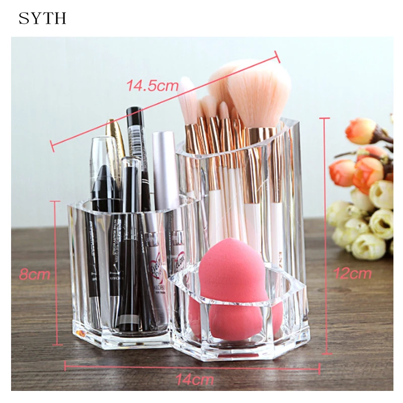 

SYTH New Fashion 3 Grids Acrylic Brush Pen Holder Makeup Organizer Box for Lipstick Jewelry Cosmetic Storage Box