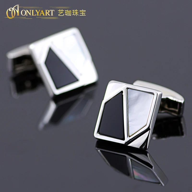 

OnlyArt masoic semi-precious stone square cufflinks man shirt cuff link for wedding men