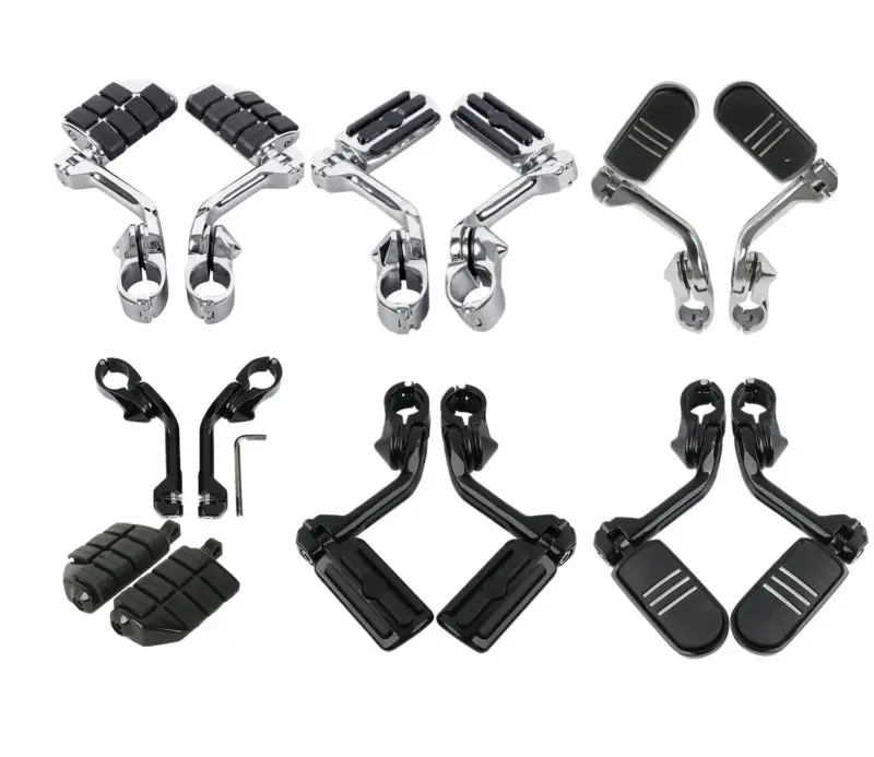 Black TCMT 360 Adjustable Highway Foot Peg Mounting Kit Fits For Harley 1 1//4 32mm Engine Guard