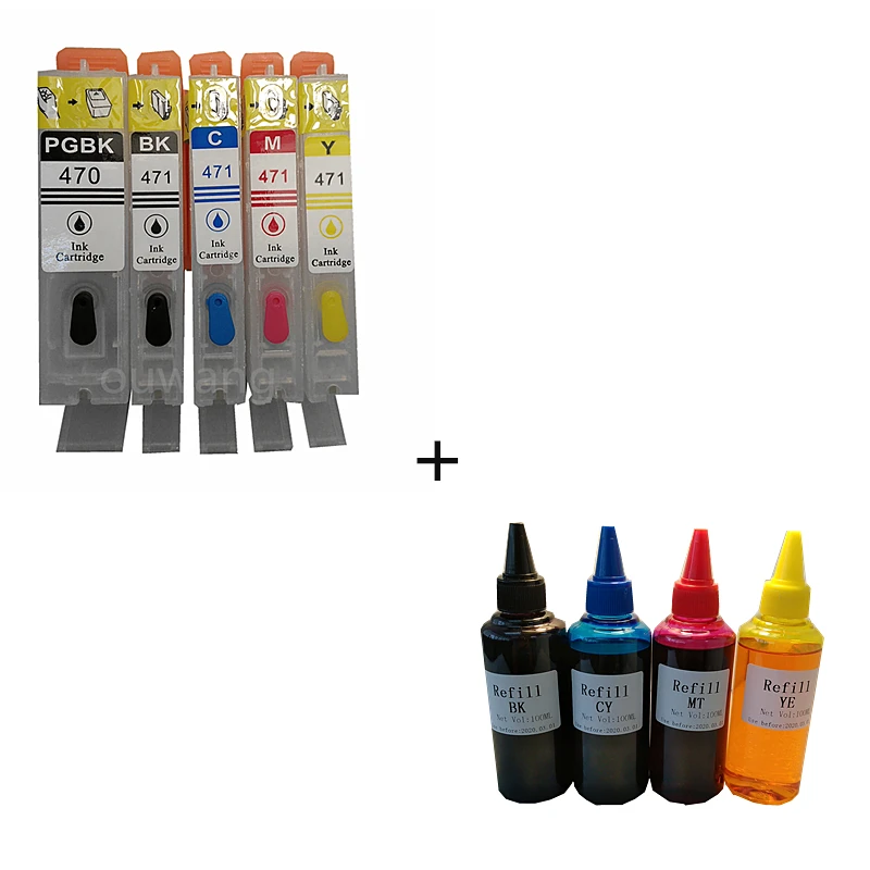 5 шт. PGI470 PGI-470 PGBK CLI-471 BK C M Y многоразовые картриджи для canon MG5740 MG6840 TS5040 TS6040 с чипами автоматического сброса