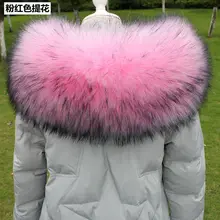 Зимний Большой воротник из искусственного меха, женский зимний воротник с капюшоном из искусственного меха, женский большой воротник из меха енота, цветной воротник из искусственного меха