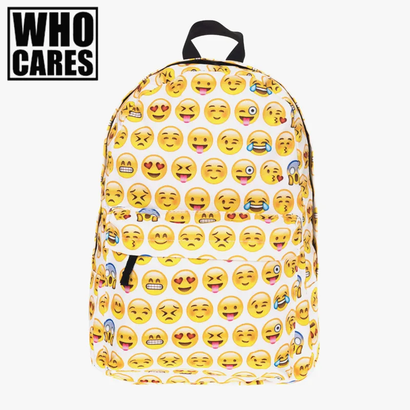 Yellow emoji 3D Printing laptop backpack school bags for teenagers mochila masculina fashion bookbag backpacks rugzak
