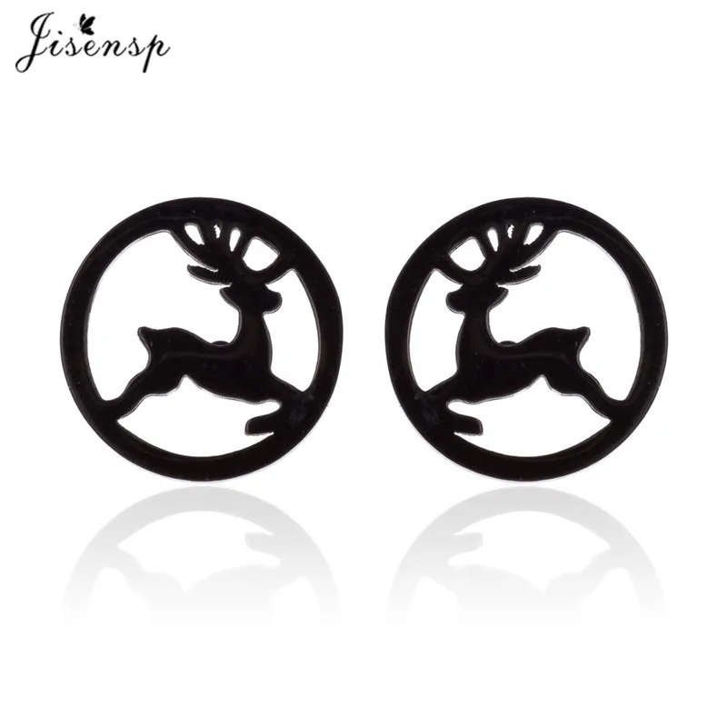 Jisensp модные серьги-гвоздики в виде оленя женские ювелирные изделия из нержавеющей стали милые лося животные Pendientes рождественские подарки Bijoux