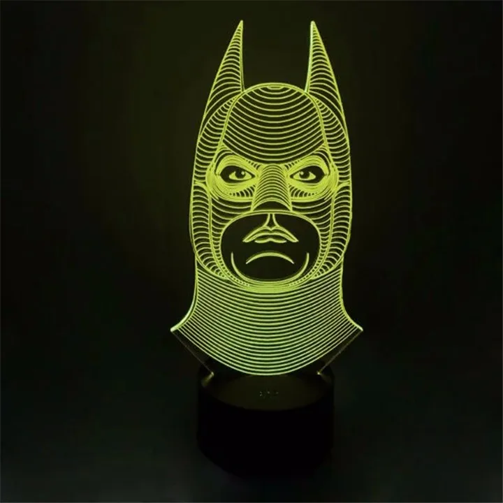 Новинка Бэтмен Джокер улыбка двойной Уход за кожей лица 3D иллюзия лампы светодиодные ночник USB Таблица Настольные лампы Спальня Lamparas 3D LED