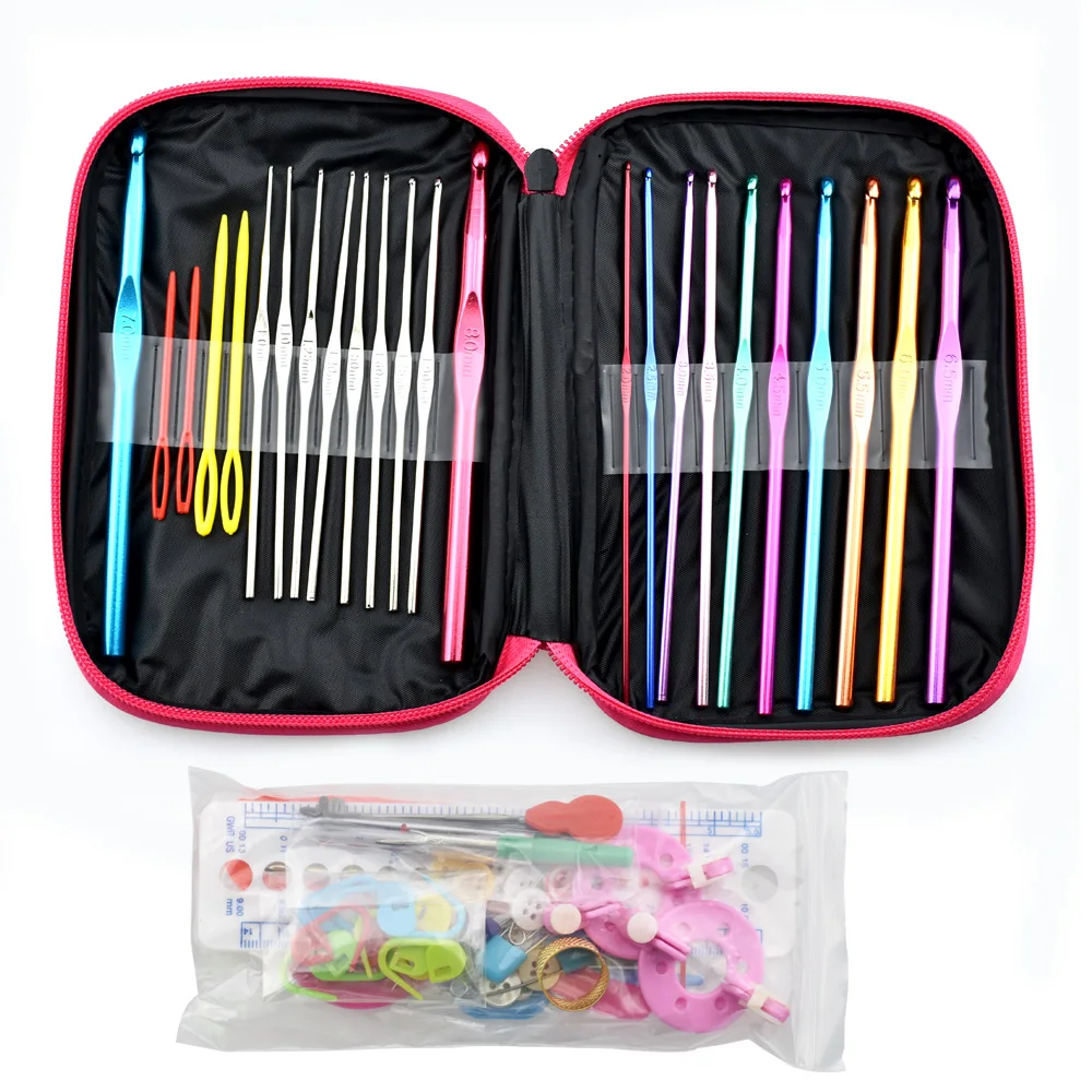 Looen 73Pcs Multicolour Metal Hook Needle Set Knitting Needle Set