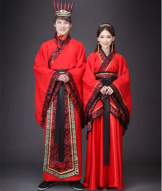 Hand make Couple Performance Costume Han Dynasty Wedding Dress Clothing ...