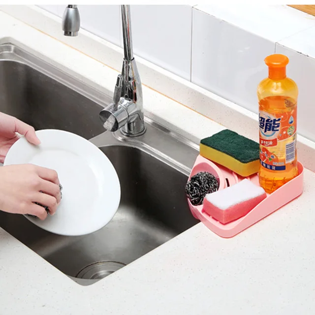 Modern Design Home Kitchen Sink Corner Storage Rack Solid Color Modern Design Home Kitchen Sink Corner Storage Rack Solid Color Sponge Drainboard Bathroom Holder Organizer Accessories
