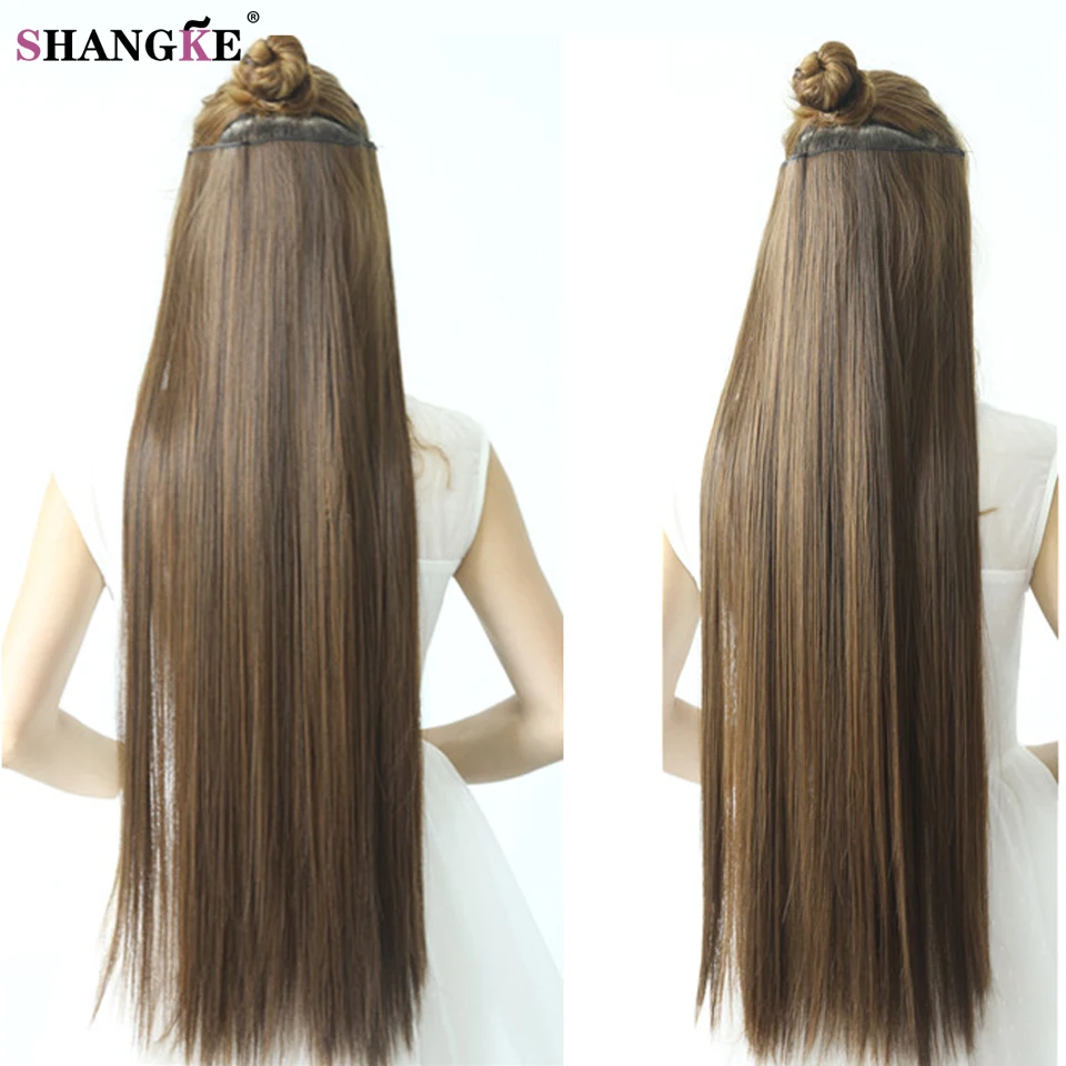 80cm 100cm Long Straight Women Clip in Hair Extensions Heat Resistant Synthetic Hair Piece Hairstyle SHANGKE